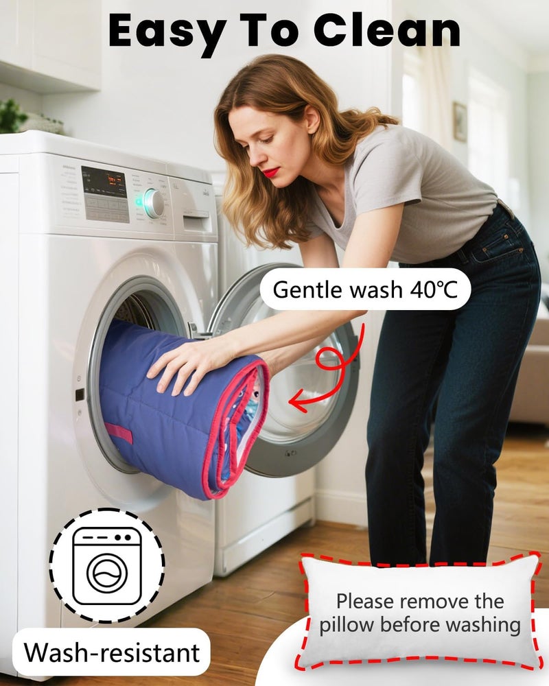 PRIMLECT Toddler Nap Mat with Detachable Blanket and Removable Pillow, Kids Sleeping Bag 55''x35'' for Daycare Preschool Kindergarten, Toddler Sleeping Mat for Boys and Girls - Image 5